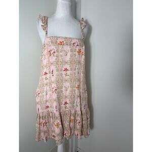 Aquabendita Pink Flutter Sleeve Floral Summer Mini Dress Sz L